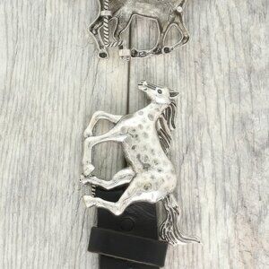 Western Running Horse Concho Belt Buckle